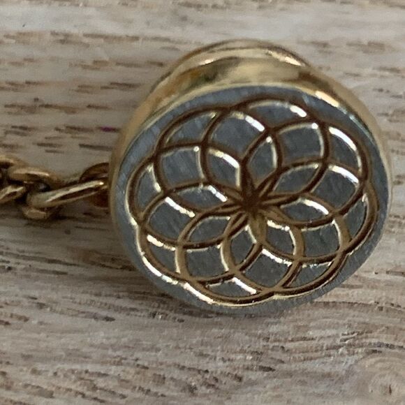 Vintage Swank Gold Tone Geometric Cuff Links & Tie Tack With Original Box - Picture 14 of 17